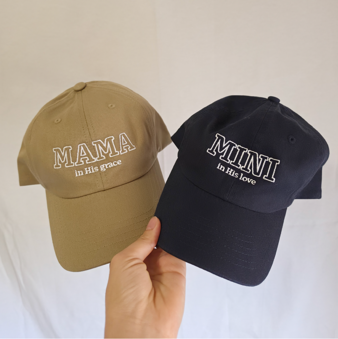 Mama in His Grace & Mini in His Love Matching Hat Set
